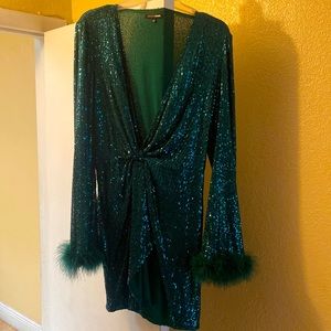 Green Sequins party Dress